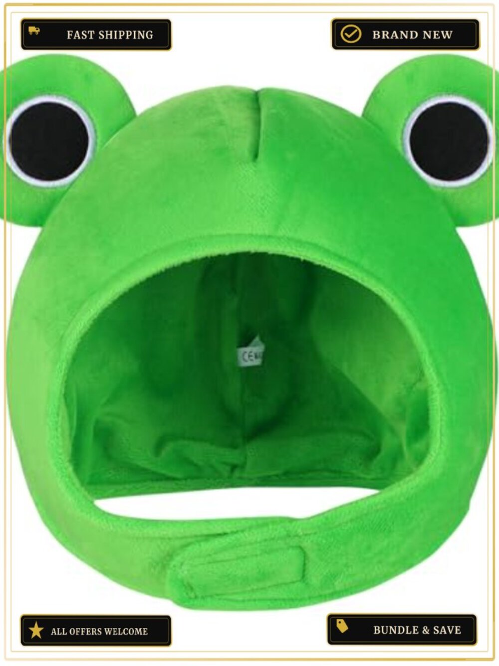 Plush Frog Hat Adult One Size Funny Animal Cosplay Costume Accessory